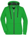 Dames Hoodie voering fleece James & Nicholson JN354 fern green-graphite